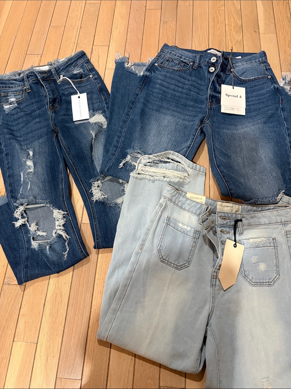 Women's Distressed Blue Denim Jeans